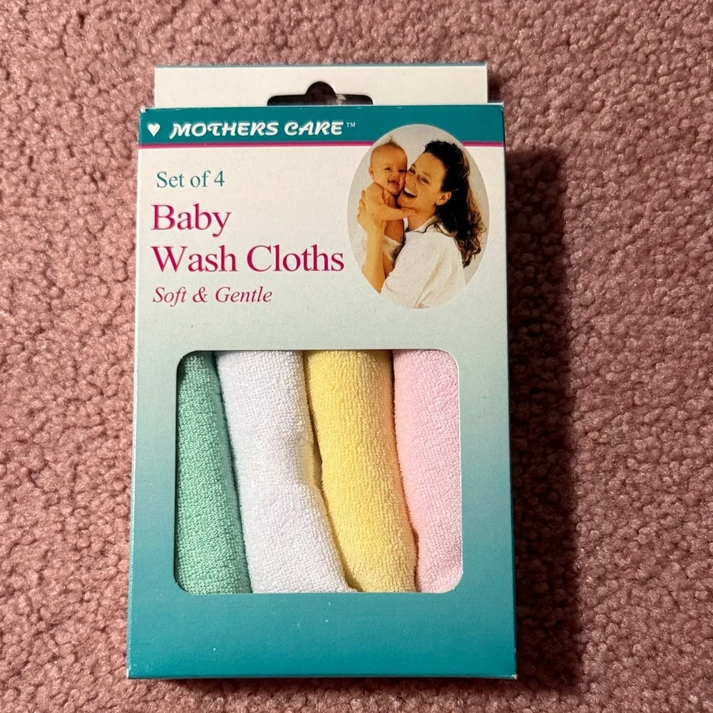 Baby Wash Cloths Set - Green, White, Yellow, Pink